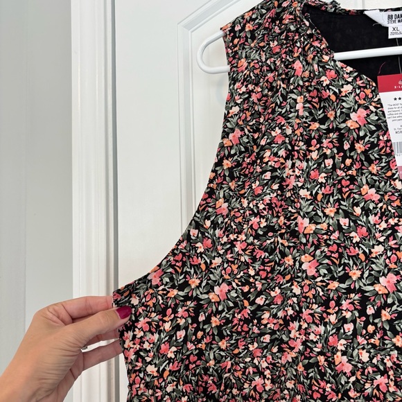 BB Dakota Steve Madden Women's Black Floral Tiered Short Dress Size XL NWT - Picture 8 of 9
